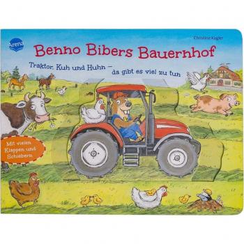Benno Bibers Bauernhof. Traktor Kuh und Huhn