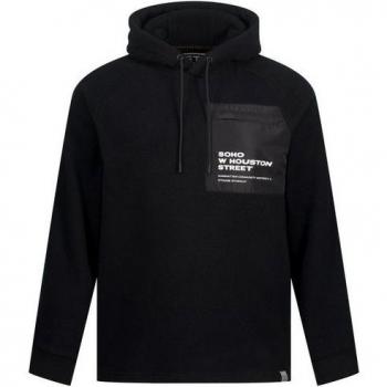 STHUGE Herren-Sweatshirt 8XL – Schwarzer Teddyfleece mit Kapuze