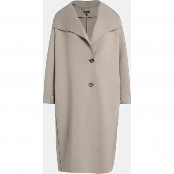 Brown Plus Size Scuba Coat with Open Edge and Wide Collar for Women, Size 24/26, Polyester/Viscose