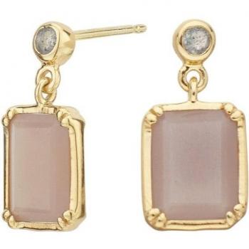 Pendientes Itemporality bañados en oro con piedra luna peach