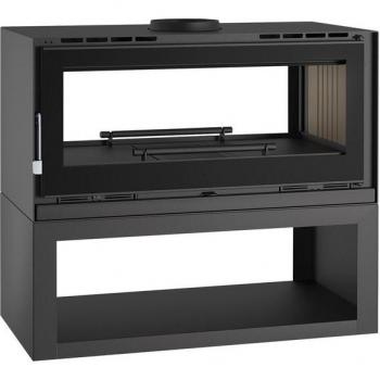 Poêle à bois double face avec leñero M-122K 13,5 kW turbo ventilé