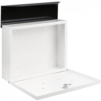 White Body Hartleys Wall Mailbox with Black Steel Lid