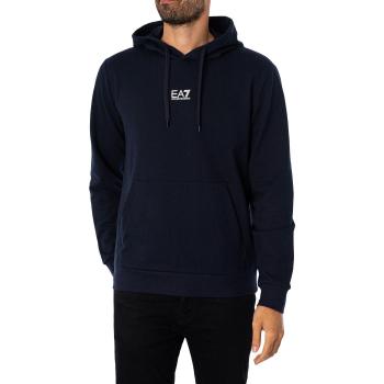 EA7 Core Identity Kapuzensweatshirt – Langer Arm, Navy, Baumwolle, Lässig