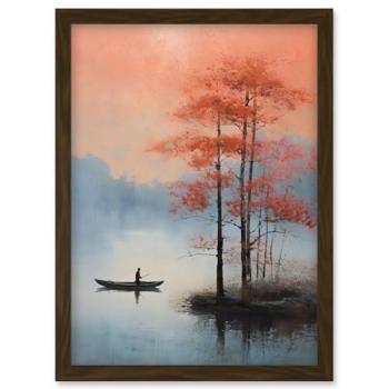 Early Morning Misty Canoe – A4 Landscape Painting