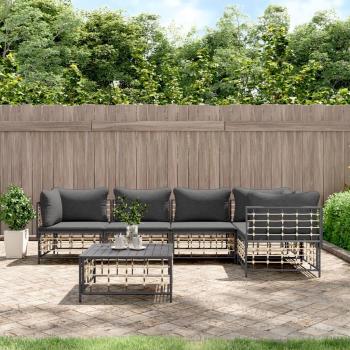 VidaXL 6-Piece Outdoor Lounge Set with Anthracite Cushions in Poly Rattan