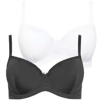 Yours Brand 2-Pack Black Lace Trim T-Shirt Bras – Size 38HH