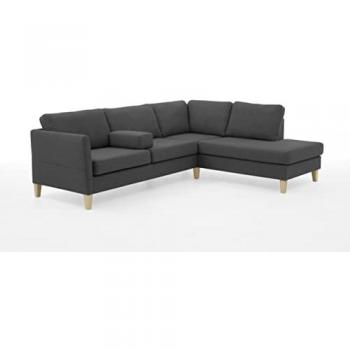 ATLANTIC home collection Ecksofa »Mailo L-Form«, anthrazit, mit Massivholzfüßen und Seitentaschen