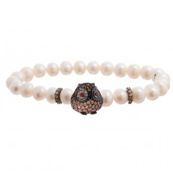 Bracelet femme en cuir brun Lancaster JLA-BR-OWL4WH