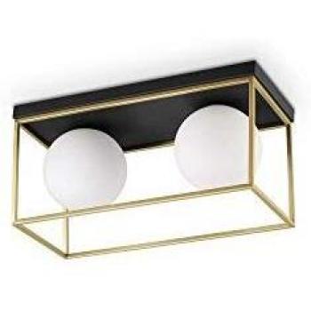 Lingotto 2 Light Globe Ceiling Light Antique Brass