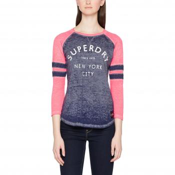 Camiseta Superdry Brooklyn para Mujer, Talla Grande, BLU (Marina Navy Burnout)