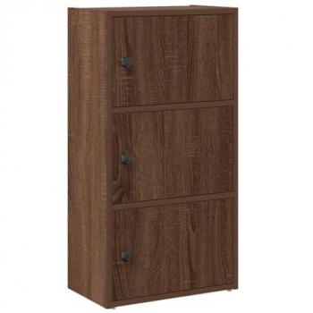 Stylish Brown Oak Engineered Wood Bookcase with Flexible Door and Ample Shelves 40x24x77 cm