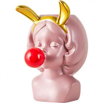 Cute Girl Blowing Bubbles Micro Landscape Planter