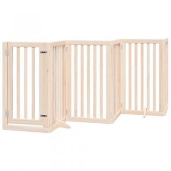 Foldable Dog Gate with Door 15 Panels 750 cm Poplar Wood