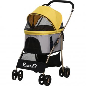 PawHut Mobilité Duo : Poussette & Chariot – 82 cm × 49,5 cm × 98 cm – Jaune