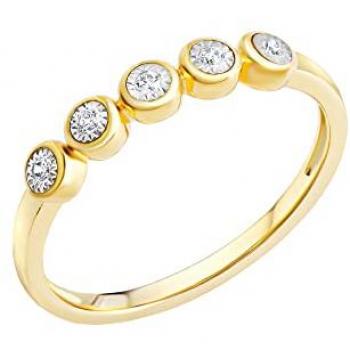 Goldbicolor‑Ring mit 5× Brillanten – 0,05 ct (Gr. 17)