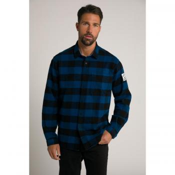 Camicia a quadri lunga uomo 4XL blu cotone JP1880