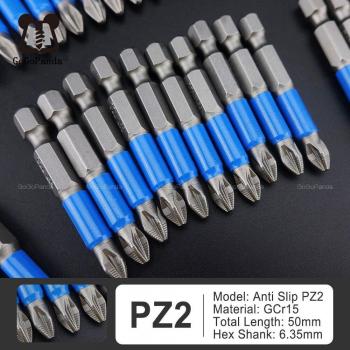 50mm Anti-Slip Pozidrive Hex Bits 10Pcs