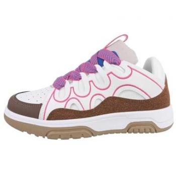 Ital-Design Damen Low-Top Sneaker in Pink und Weiß
