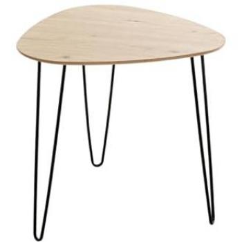 Table d'appoint en métal noir avec plateau chêne