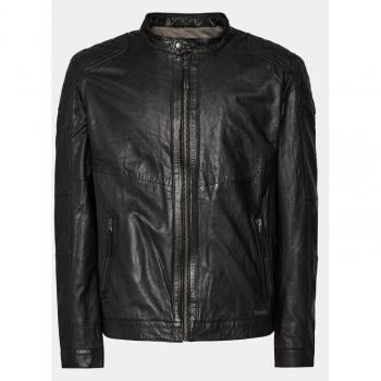 Mustang Lederjacke „Max“ – Herrenmodelle, Größe L, schwarze Farbe, 100% Lammleder – Regular Fit