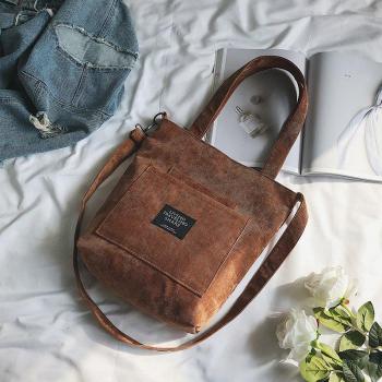 Sac de shopping en toile de velours côtelé