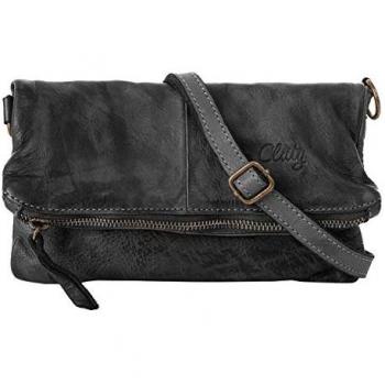 Cluty Abendtasche, echt Leder, Made in Italy, schwarz