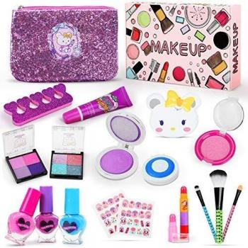 Jojoin Kinder-Makeup-Set 19‑Teil – Nagelaufkleber & Glitzer-Tasche