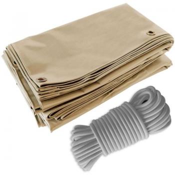 Toile Pergola LP506PR 3x4 m Beige Foncé – Pack Sandow Gris 20 m – Garantie 5 ans