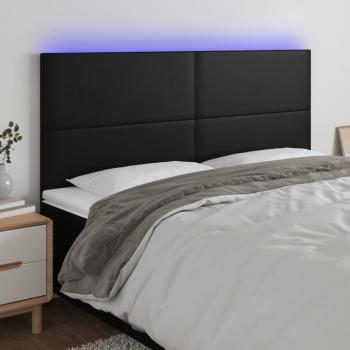 200 cm Black Faux Leather LED Headboard