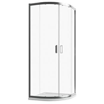 Douche semi‑circularisée 70×90 cm – cabine avec profilés aluminium chromé, verre transparent 6 mm, h190 cm, réversible (Mod. Java)