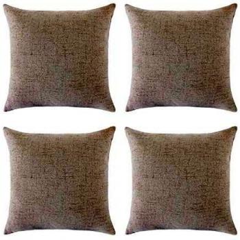 Deconovo Living Room Throw Pillow Inserts, Textural Faux Linen Fabric, Set of Four, 18 x 18, Light Flax, Invisible Closure
