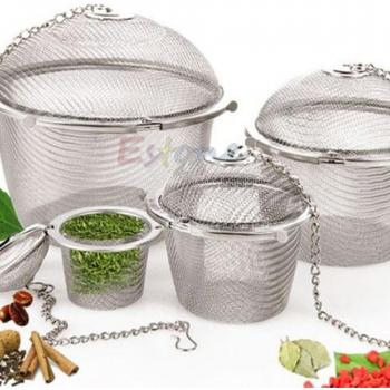 Edelstahl Teeball-Würzzeib – 1x Praktisches Infuser-Sieb mit Netz – Kräuterfilter