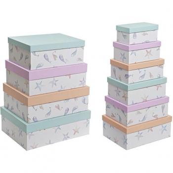 DKD Home Decor Organizerboxen-Set Marineblau Pappe (43,5 x 33,5 x 15,5 cm)