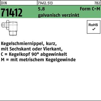 Kegelschmiernippel DIN 71412 Form C-M CM 6 x 1 SW 9 5.8 galvanisch verzinkt 100 Stück