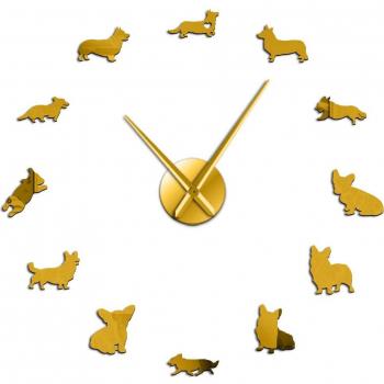 Frameless English Welsh Corgi Mute Wall Clock