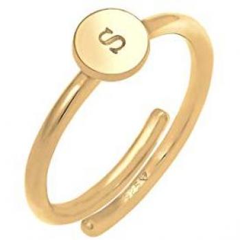 Elli Fingerring »Ring Verstellbar Initiale Kreis 925 Sterling Silber«