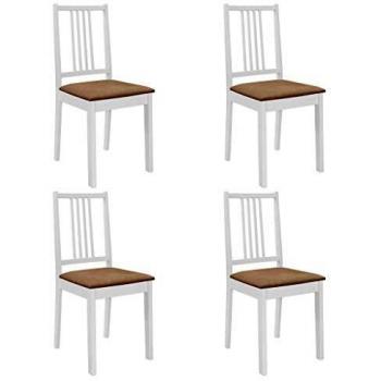Sillas de comedor con cojines 4 unidades madera maciza blanca