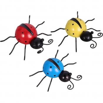 3 coccinelles en fer décoratives pour jardin