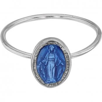 Anello 'Vierge Marie' artigianale in argento blu argentato (rhodio)