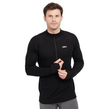 Kelso Men's Merino Long Sleeve Zip Layer – Black, L