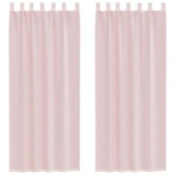 Cortinas Rosa-Claro com Bolsos para Varão