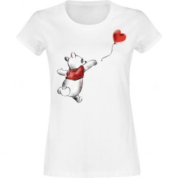 T‑shirt court Winnie l’Ourson cœur blanc – femmes, tailles S‑XXL