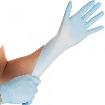 Hygostar Nitril-Handschuhe Safe Super Stretch Blau, puderfrei, 100 Stück, extrem dehnbar, Einmalhandschuhe Gr. XS