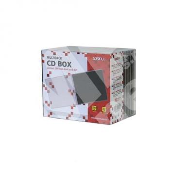 Slim box na CD, plastový obal na 1 CD, průhledný s černým trayem, 10-pack