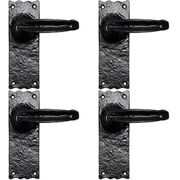 Classic Black Latch Lever Kit – 8 Pieces (4 Pairs), 155 × 55 mm