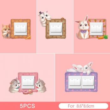 5 Pcs Cartoon Socket Decoration Stickers