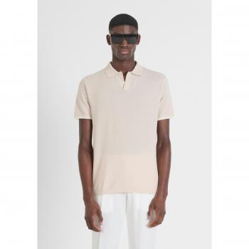 Slim-Fit-V-Ausschnitt-Polo in Beige – Antony Morato, Größe XL (Herren)