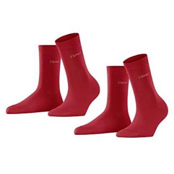 Esprit Socken Uni 2‑Paket – elastisches Material, rot, Größe 39
