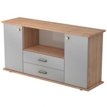 Sideboard SB 2OH 2 Schübe BxTxH 166,1x44,8x84cm Nussbaum/Silber