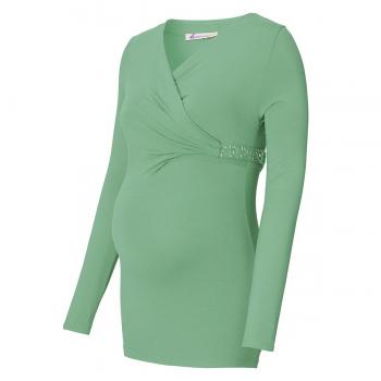 Queen Mum Damen Shirt mit V-Ausschnitt und langen Ärmeln 73006010 Grün